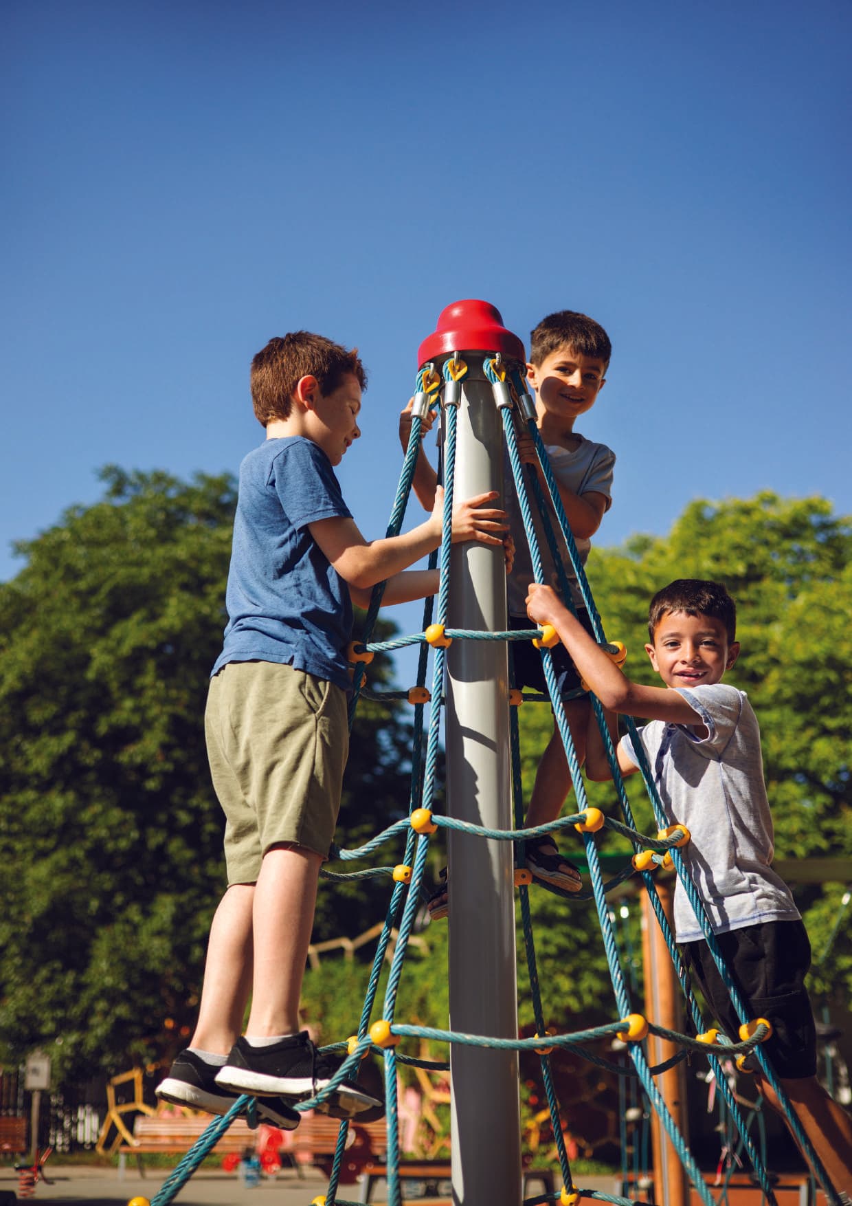 Outdoor playground with swing set